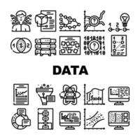 vector de conjunto de iconos de tecnología innovadora de ciencia de datos