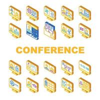 Video Conference Communication Icons Set Vector