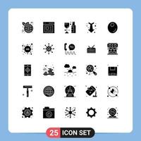 Pack of 25 Modern Solid Glyphs Signs and Symbols for Web Print Media such as oil olive glass straight down Editable Vector Design Elements