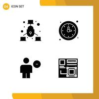 Modern Set of 4 Solid Glyphs and symbols such as communication avatar security time delete Editable Vector Design Elements