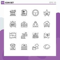 Mobile Interface Outline Set of 16 Pictograms of real win army insignia badge Editable Vector Design Elements