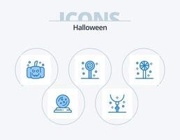 Halloween Blue Icon Pack 5 Icon Design. halloween. sweet icon. necklace. lollipop. confect vector