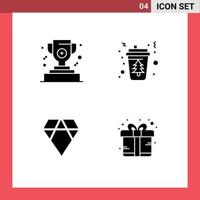 Universal Icon Symbols Group of 4 Modern Solid Glyphs of award coin coffee hot crypto currency Editable Vector Design Elements