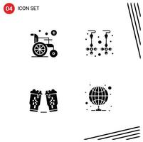 Pictogram Set of 4 Simple Solid Glyphs of medical wine drop gold ireland Editable Vector Design Elements