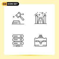 4 iconos creativos, signos y símbolos modernos de servicios de ley de redes comerciales, bolsa de elementos de diseño vectorial editables vector