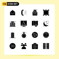 16 Creative Icons Modern Signs and Symbols of online education mail rectangle path Editable Vector Design Elements