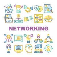 Networking Global Communication Icons Set Vector