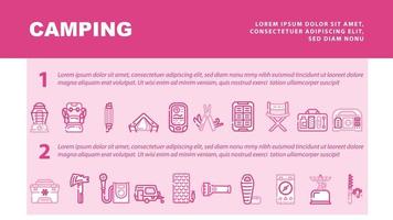 Camping Hiker Tool And Gadget Landing Header Vector