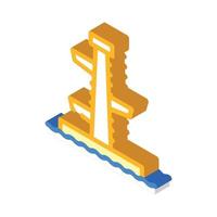 jumping tower isometric icon vector illustration