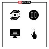 4 Creative Icons Modern Signs and Symbols of business gesture circle computer Layer 1 Editable Vector Design Elements