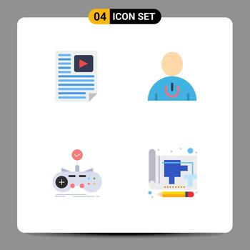 paquete de interfaz de usuario de 4 iconos planos básicos de elementos de diseño vectorial editables del controlador del cuerpo del informe en espera de datos vector