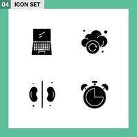 Mobile Interface Solid Glyph Set of 4 Pictograms of computer care imac refresh kidneys Editable Vector Design Elements