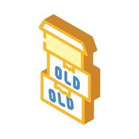 old things in box isometric icon vector illustration