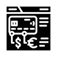 ilustración de vector de icono de glifo de tarjeta digital fintech