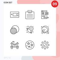 Set of 9 Modern UI Icons Symbols Signs for sun science suitcase eclipse web Editable Vector Design Elements