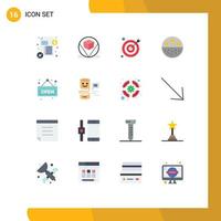 Mobile Interface Flat Color Set of 16 Pictograms of shop open goal strength mineral Editable Pack of Creative Vector Design Elements