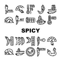 Spicy Pepper Different Scale Icons Set Vector