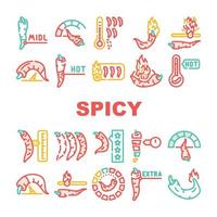 Spicy Pepper Different Scale Icons Set Vector