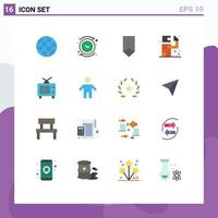 Universal Icon Symbols Group of 16 Modern Flat Colors of tv kill achievement gunman military Editable Pack of Creative Vector Design Elements