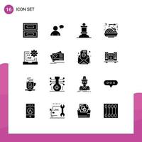 Solid Glyph Pack of 16 Universal Symbols of card development figure develop code Editable Vector Design Elements