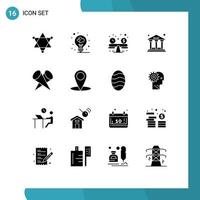 Mobile Interface Solid Glyph Set of 16 Pictograms of top lights budget planning featured office Editable Vector Design Elements