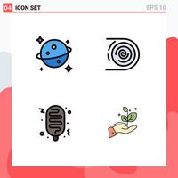 Filledline Flat Color Pack of 4 Universal Symbols of planet food abstract disruptive growth Editable Vector Design Elements