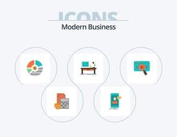 Modern Business Flat Icon Pack 5 Icon Design. seo. business. live chat. bar. chart vector
