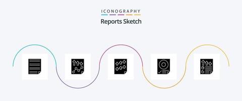 Reports Sketch Glyph 5 Icon Pack Including document. arrows. paper. paper. mark vector
