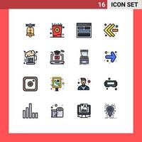 conjunto de pictogramas de 16 líneas llenas de colores planos simples de comunicación nocturna izquierda información de avance rápido elementos de diseño de vectores creativos editables