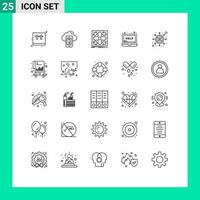 Universal Icon Symbols Group of 25 Modern Lines of investment service data laptop grid Editable Vector Design Elements