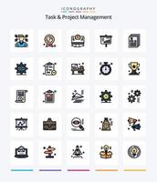 Creative Task And Project Management 25 Line FIlled icon pack  Such As files. document. monitor. account. projector vector