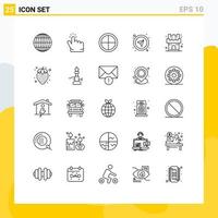 Set of 25 Modern UI Icons Symbols Signs for diet food castle door beach select Editable Vector Design Elements