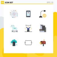 Set of 9 Modern UI Icons Symbols Signs for virus internet computers horse microphone Editable Vector Design Elements