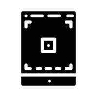 tableta foto cámara aplicación glifo icono vector ilustración