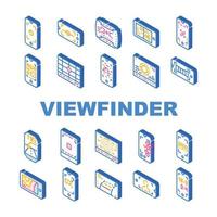 Viewfinder Smartphone Function Icons Set Vector