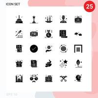 25 Universal Solid Glyphs Set for Web and Mobile Applications case detect candles user avatar Editable Vector Design Elements