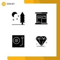 4 Universal Solid Glyphs Set for Web and Mobile Applications nature music hot wellness vinyl Editable Vector Design Elements