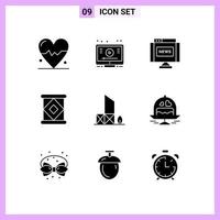 9 Creative Icons Modern Signs and Symbols of rescue beach interface baywatch condensed Editable Vector Design Elements