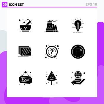 9 Universal Solid Glyphs Set for Web and Mobile Applications textures layout bulb layer pencil Editable Vector Design Elements