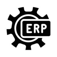 Ilustración de vector de icono de glifo de procesamiento de trabajo erp