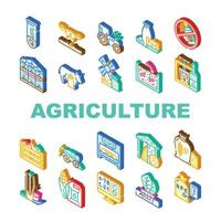 Agriculture Farmland Business Icons Set Vector