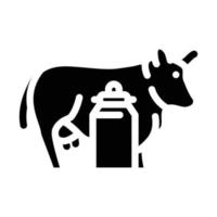 ilustración de vector de icono de glifo de vaca y leche