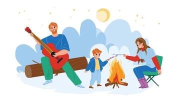 Family Picnic Enjoying Together Outdoor Vector