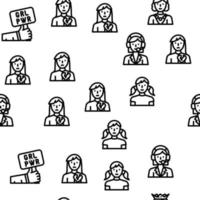 Female Occupation And Profession Vector Seamless Pattern