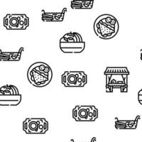 Buffet Food And Drinks Vector Seamless Pattern