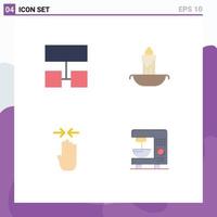 Set of 4 Modern UI Icons Symbols Signs for layout gesture candle holiday coffee Editable Vector Design Elements