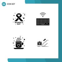 Modern Set of 4 Solid Glyphs and symbols such as cancer sign love hardware type growth Editable Vector Design Elements