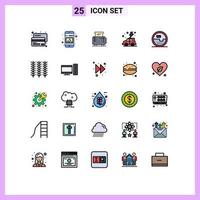 Modern Set of 25 Filled line Flat Colors and symbols such as construction and tools green picture day toaster Editable Vector Design Elements