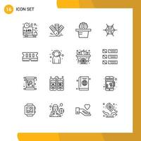 Set of 16 Modern UI Icons Symbols Signs for ram hardware pms technology decentralized Editable Vector Design Elements