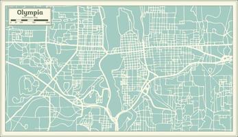 Olympia Washington USA City Map in Retro Style. Outline Map.